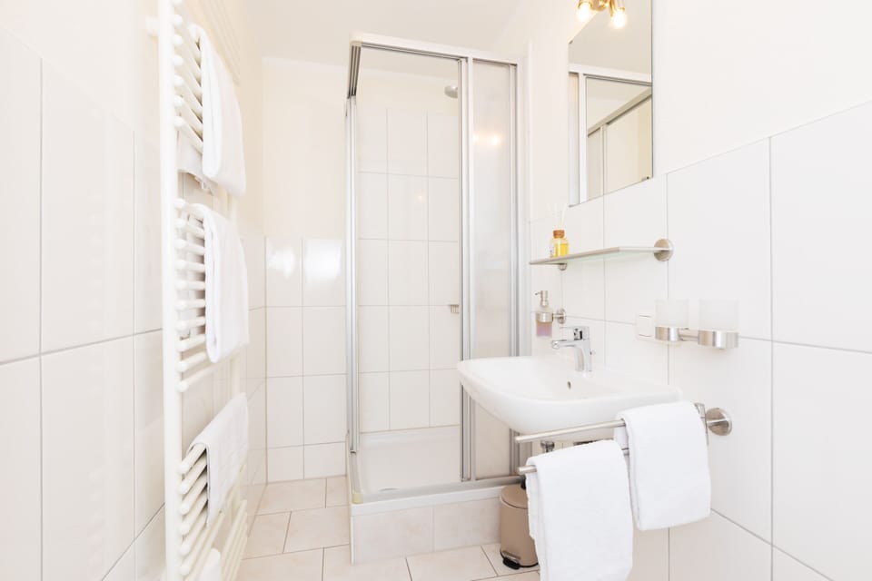 Standard Double Room, 1 Double Bed | Bathroom | Shower, hair dryer, towels, soap