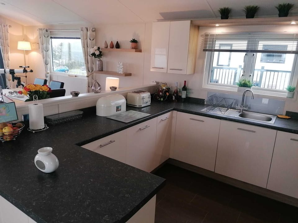 Cabin | Private kitchen | Fridge, microwave, oven, stovetop