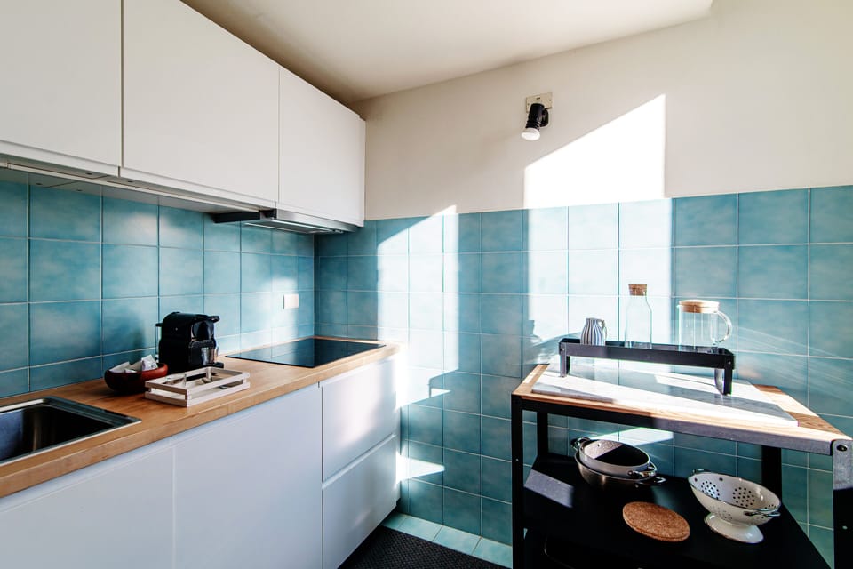 Apartment | Private kitchen | Full-size fridge, stovetop, dishwasher, espresso maker