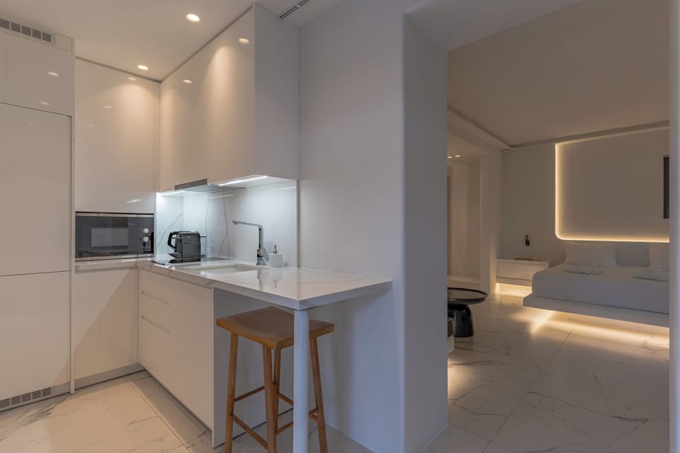 Junior Suite | Private kitchen | Fridge, microwave, cookware/dishes/utensils