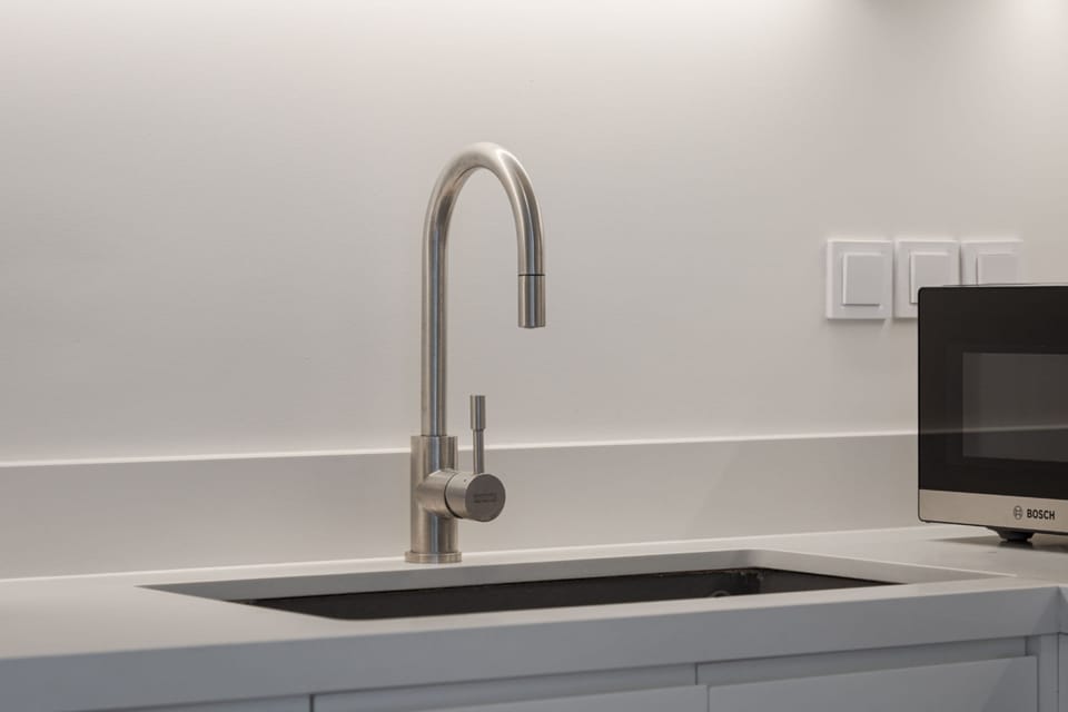 Luxury Apartment | Private kitchen | Fridge, microwave, oven, stovetop