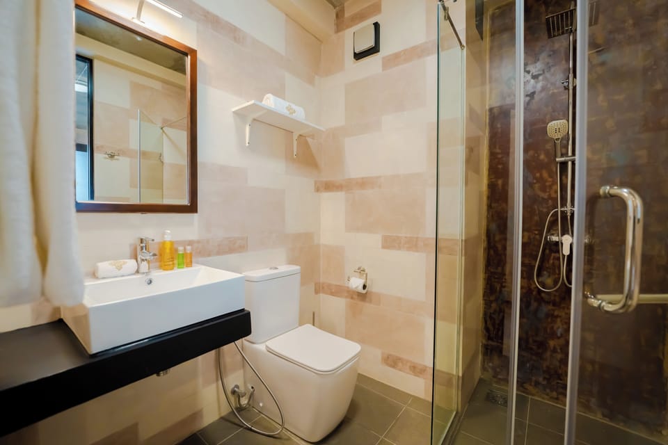 Shower, rainfall showerhead, hair dryer, bidet