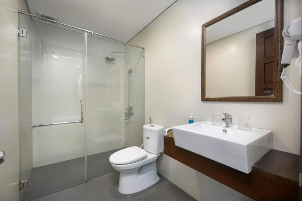 Shower, hair dryer, slippers, bidet