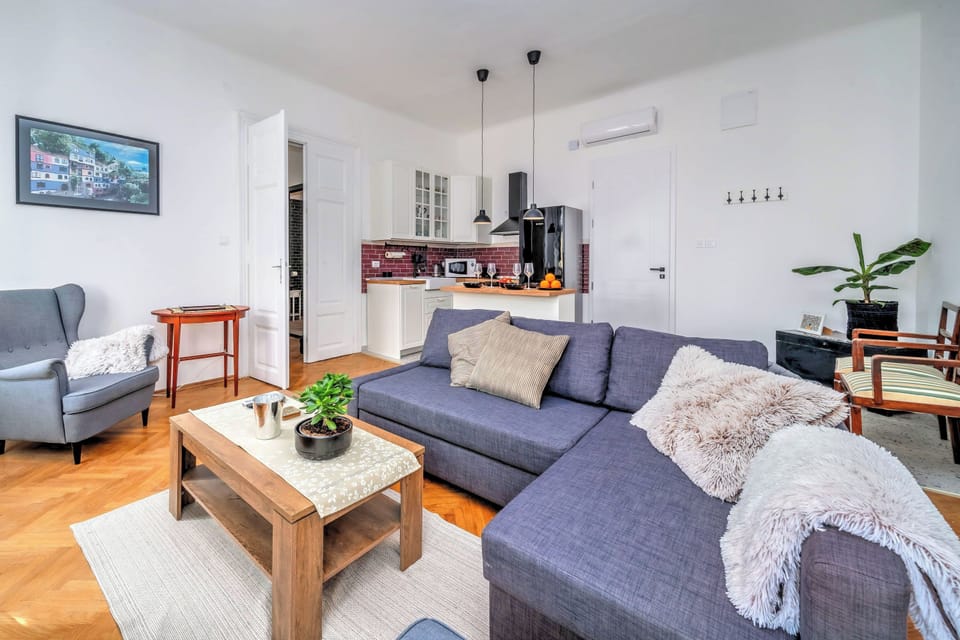 Family Apartment, 1 Bedroom, Microwave (City Soul Apartment) | Living area | Flat-screen TV