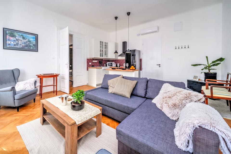 Family Apartment, 1 Bedroom, Microwave (City Soul Apartment) | Living area | Flat-screen TV