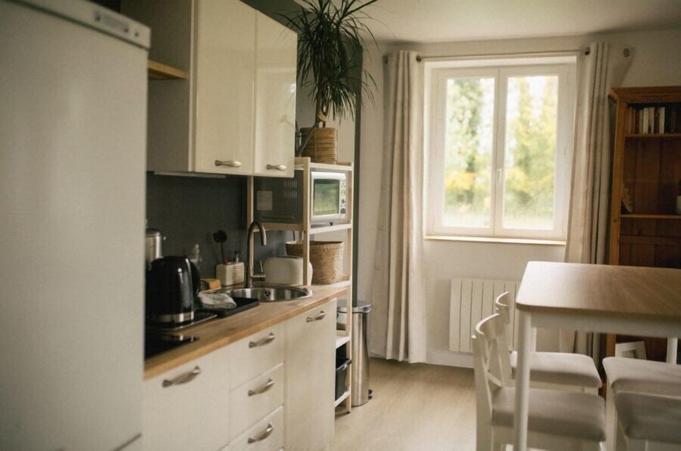 Full-size fridge, microwave, oven, stovetop