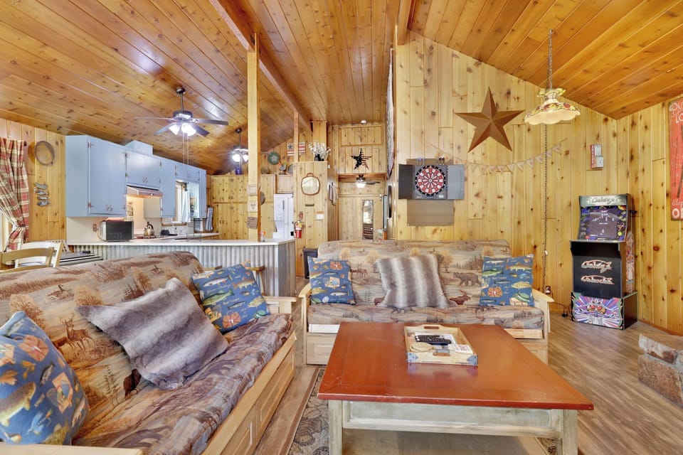 Cabin, Multiple Beds, Hot Tub, Mountain View (2069) | Living area | Fireplace