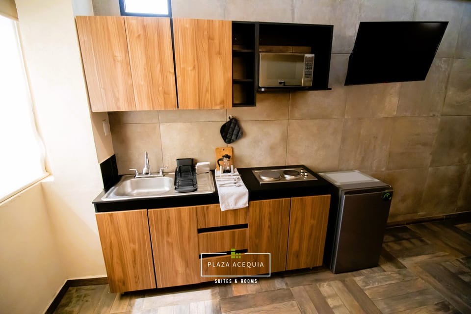 Family Studio Suite | Private kitchen | Fridge, microwave, coffee/tea maker, blender