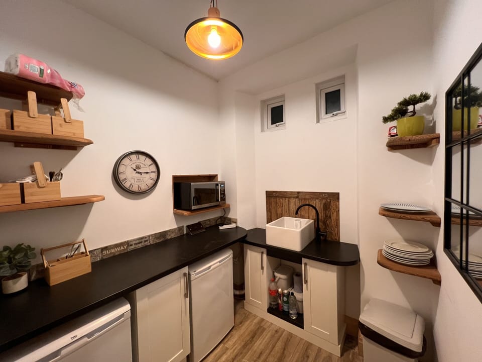 Shared fridge, microwave, electric kettle