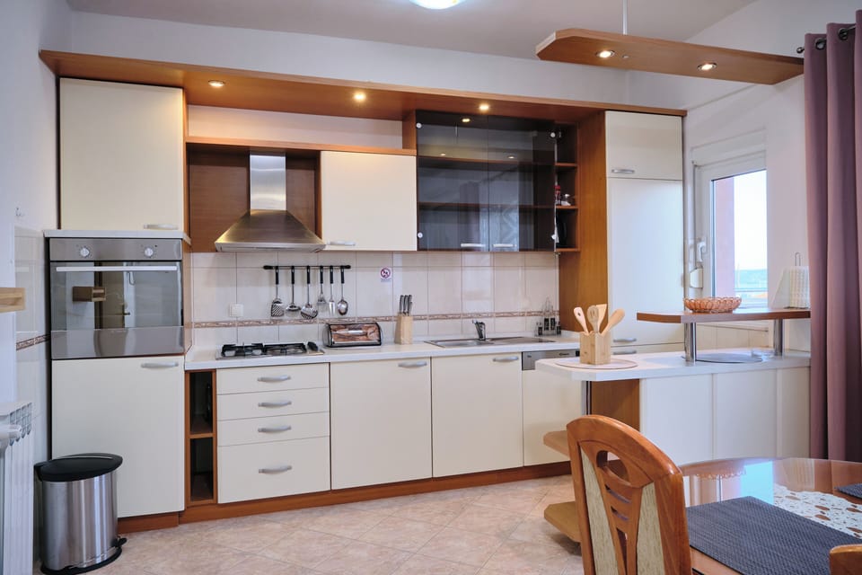 Villa, Private Pool, Sea View | Private kitchen | Fridge, microwave, dishwasher, coffee/tea maker
