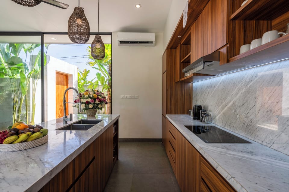Superior Villa, 3 Bedrooms, Pool View | Private kitchen | Full-size fridge, microwave, stovetop, espresso maker