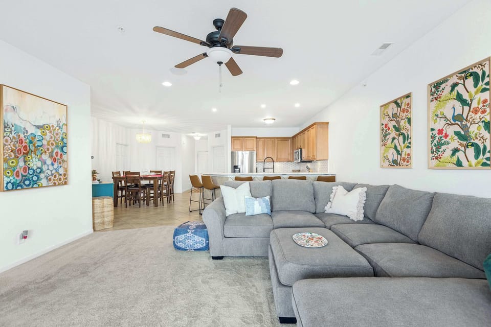 Condo, Multiple Beds, Pool Access (Panoramic Sunset Escape) | Living area | 50-inch flat-screen TV with digital channels, fireplace