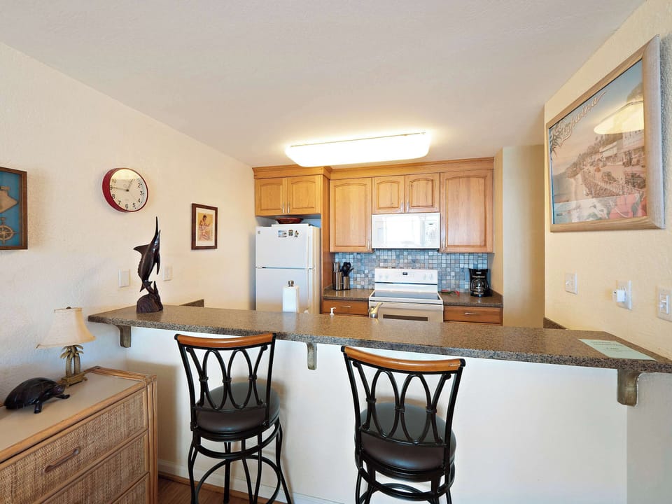 Condo, 1 King Bed with Sofa bed, Balcony, Ocean View (Kona Reef F2) | Private kitchen | Fridge, microwave, oven, stovetop