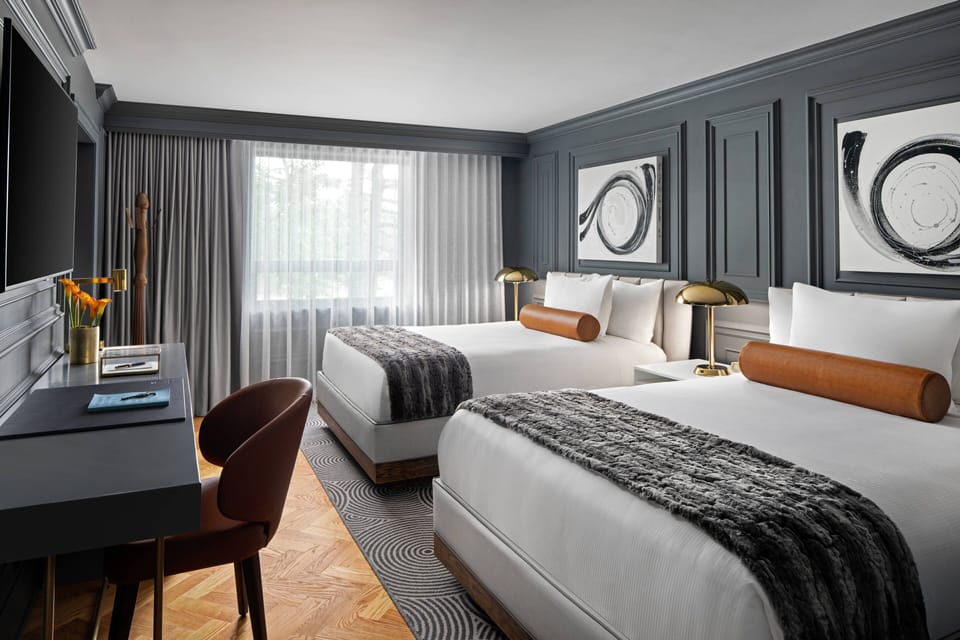 Premium Room, 2 Queen Beds | In-room safe, desk, laptop workspace, blackout drapes