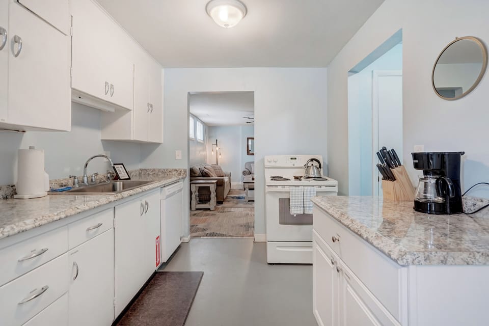 Fridge, microwave, oven, dishwasher