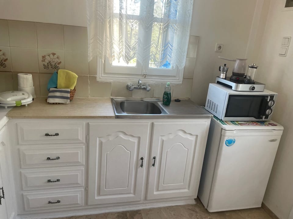 Comfort Double Room, Balcony, Garden View | Private kitchen | Full-size fridge, oven, stovetop, rice cooker