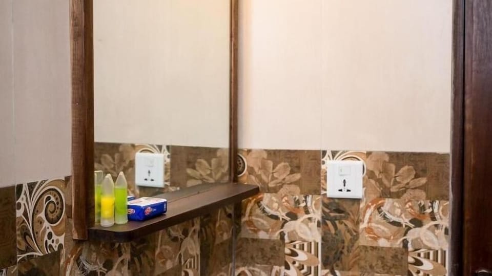 Shower, slippers, towels, soap