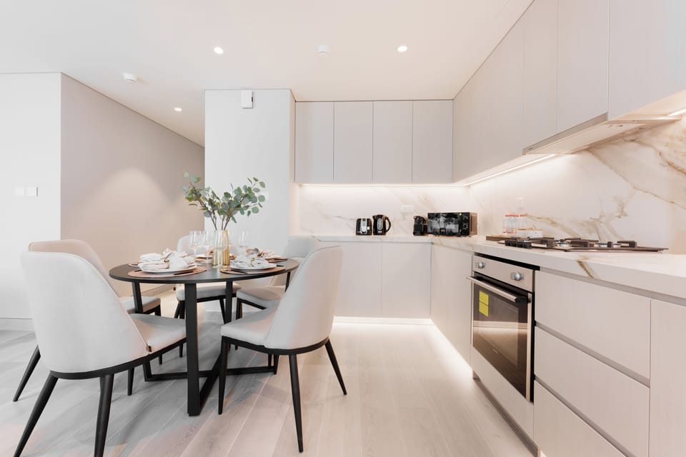 Luxury Apartment | Private kitchen | Fridge, microwave, oven, dishwasher