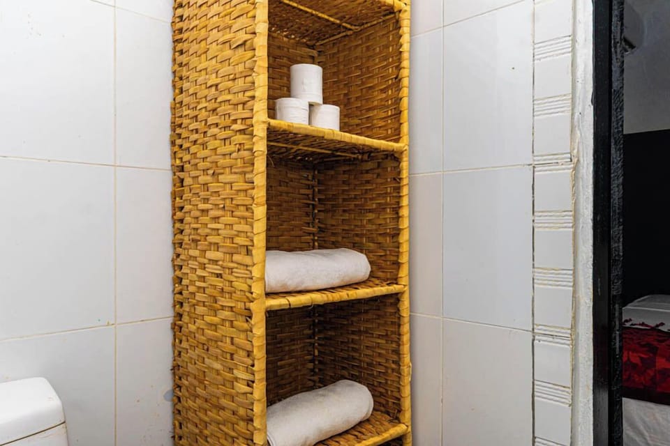 Basic Double Room, Pool View | Bathroom | Shower, towels, soap, toilet paper