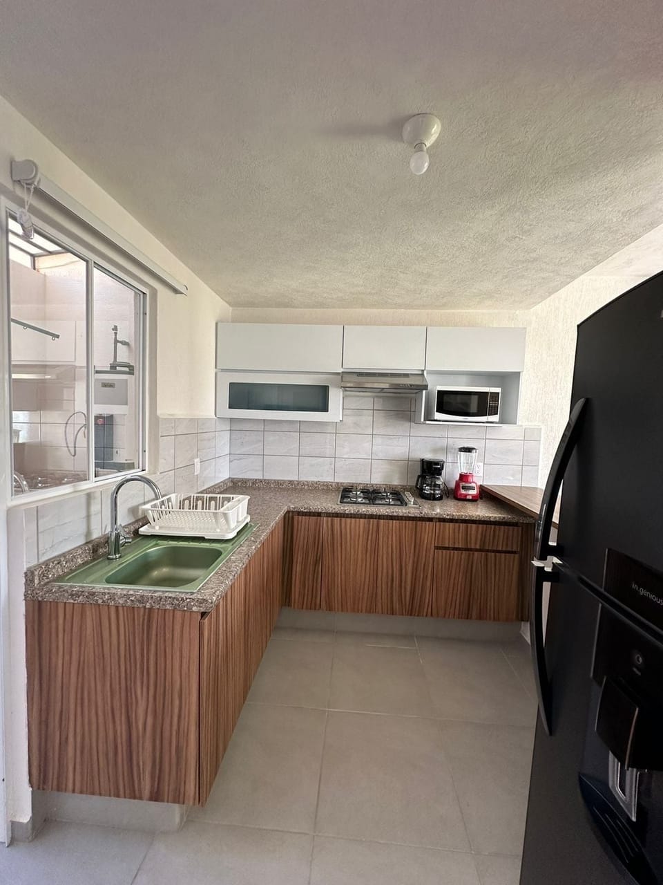 Fridge, microwave, dishwasher, blender