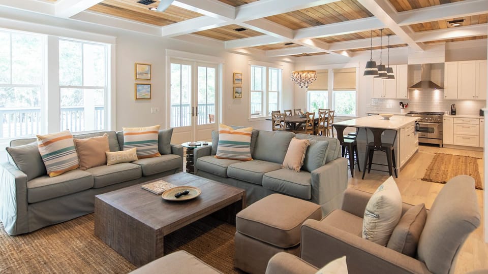 House, Multiple Beds, Pool Access, Pool View (318 Canal Street) | Living area | Fireplace