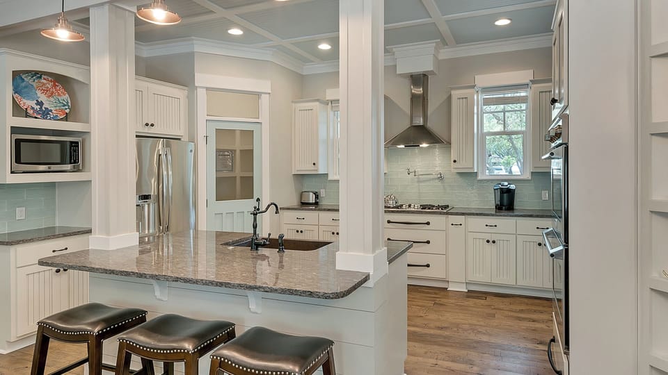 House, Multiple Beds, Pool Access, Ocean View (Blue Bungalow) | Private kitchen
