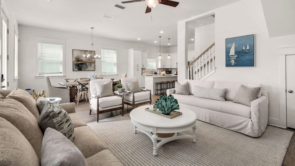 House, Multiple Beds, Balcony, Garden View (Serene Stay on 30A) | Living area | 55-inch flat-screen TV with digital channels