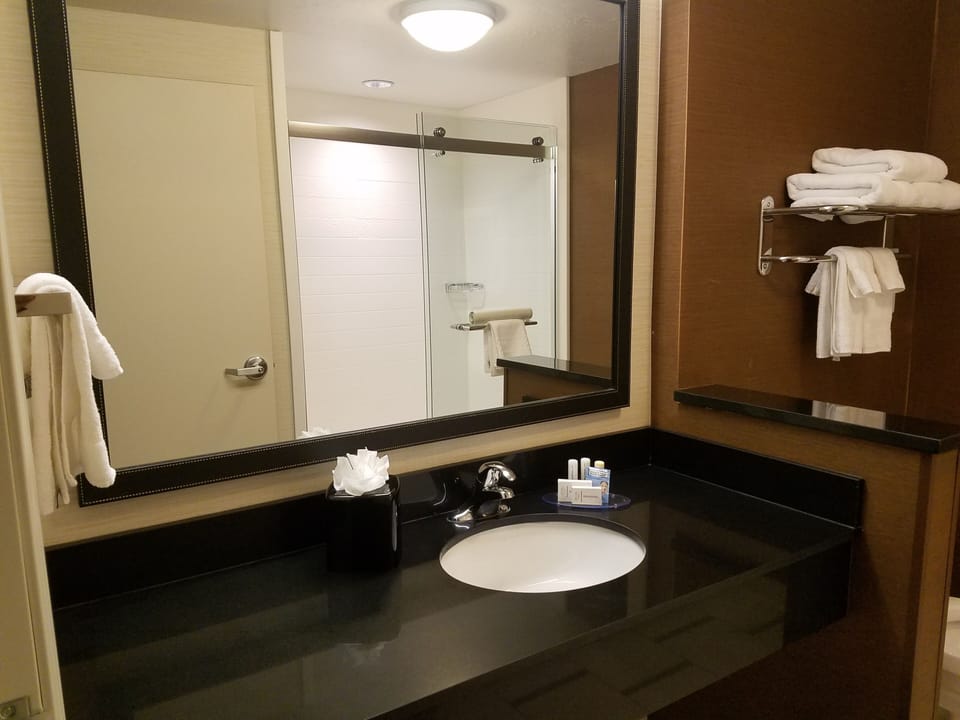 Free toiletries, hair dryer, towels