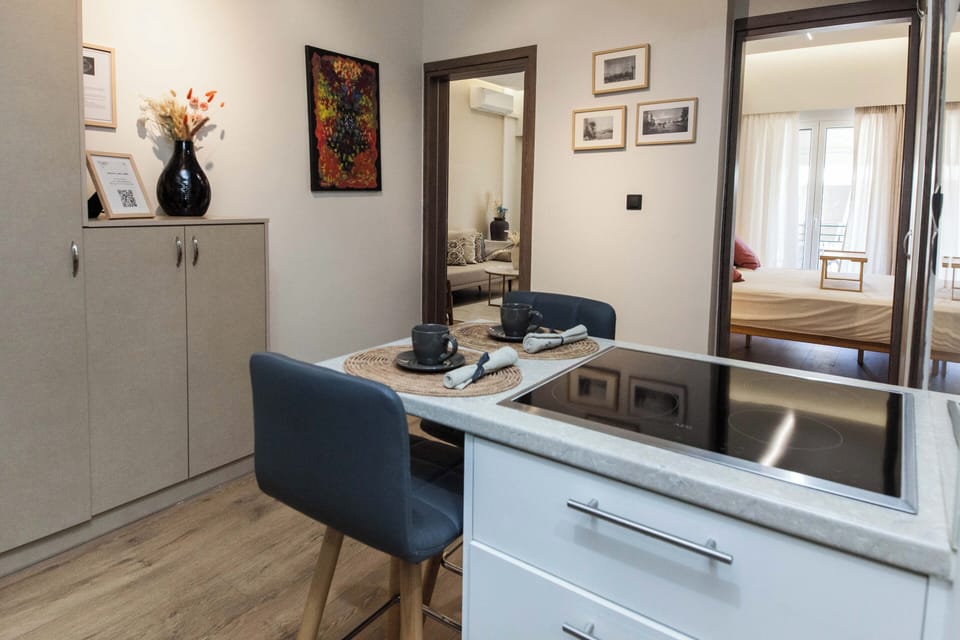 Deluxe Apartment | Private kitchen | Full-size fridge, microwave, oven, stovetop