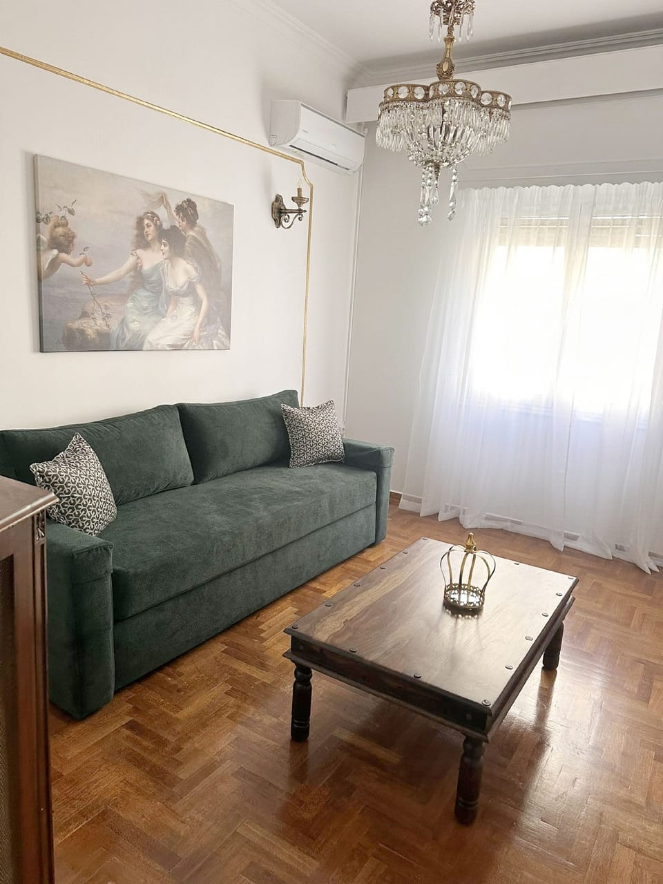 Apartment, Balcony, City View | Living room | Flat-screen TV