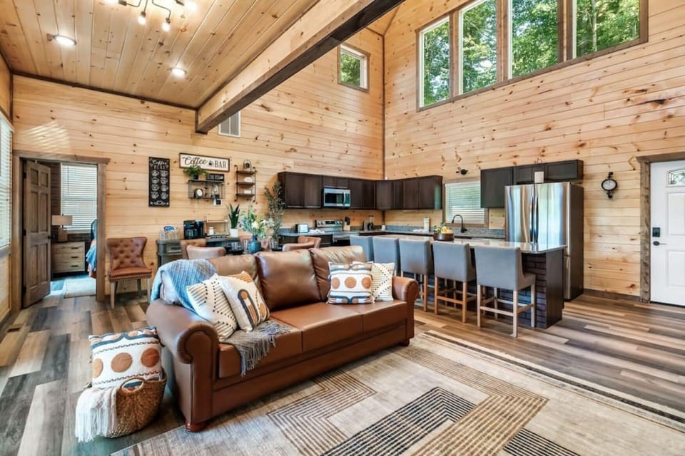 Family Cabin | Living area | Flat-screen TV, fireplace