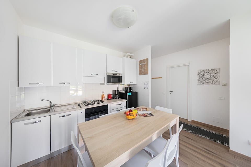 Apartment | Private kitchen | Full-size fridge, microwave, oven, stovetop