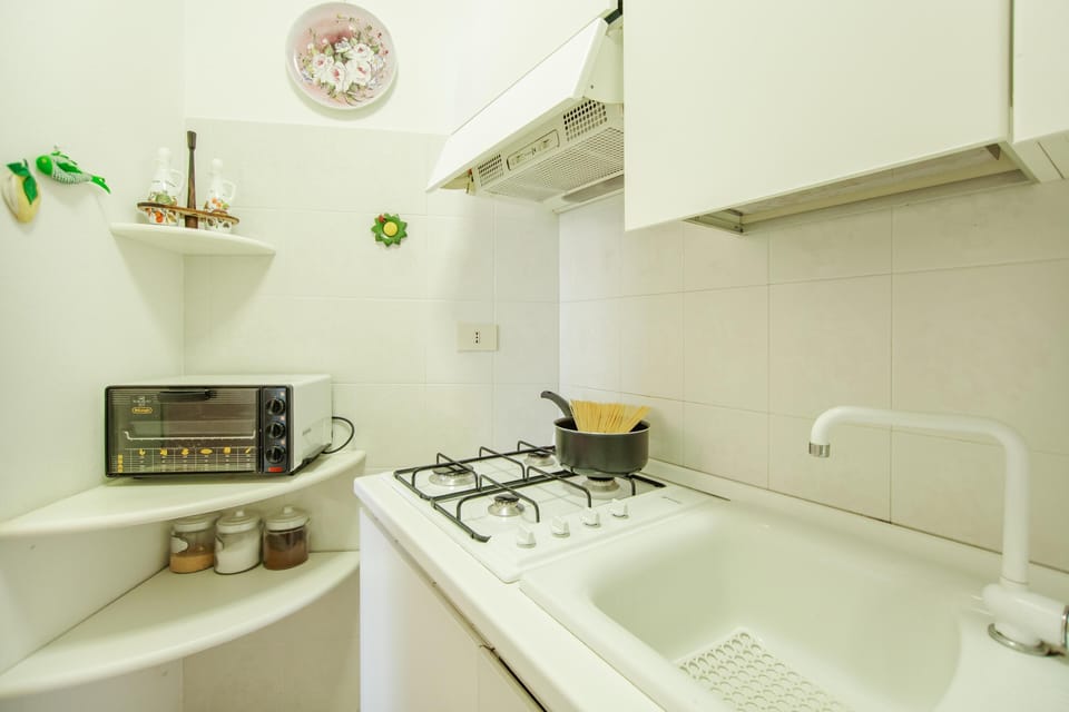 Apartment | Private kitchen | Fridge, microwave, oven, stovetop