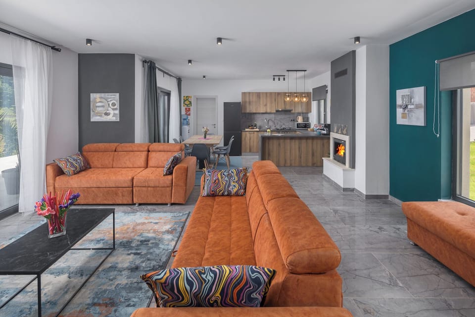 Villa, Vineyard View | Living area | Flat-screen TV, fireplace