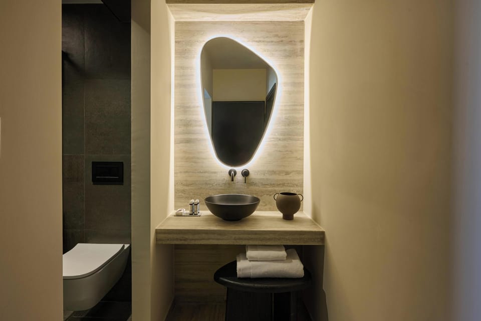 Panoramic Double Room, Balcony, City View | Bathroom | Shower, slippers, towels, soap