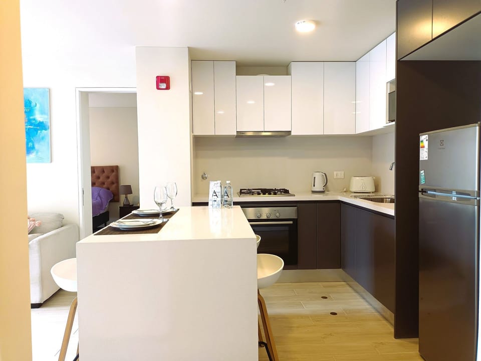 Basic Apartment | Private kitchen | Fridge, microwave, oven, stovetop