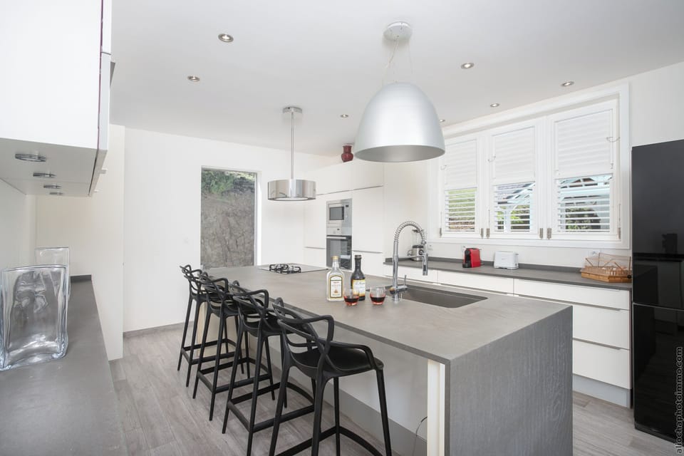 Luxury Villa, Sea View | Private kitchen | Full-size fridge, microwave, oven, stovetop