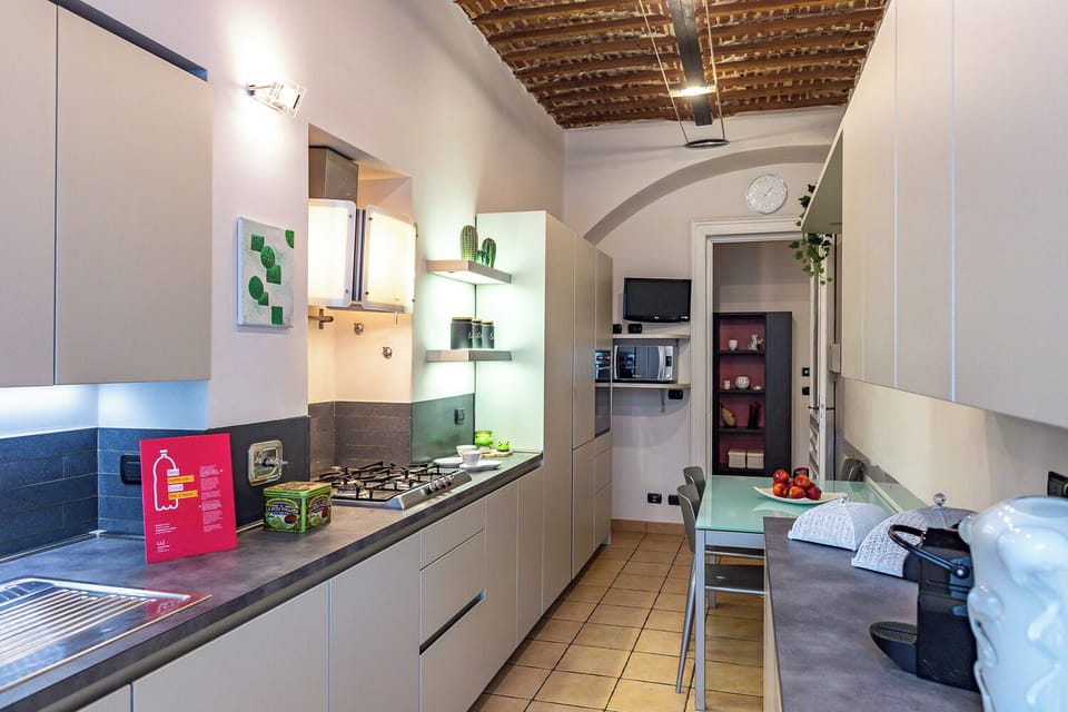 Apartment | Private kitchen | Fridge, microwave, oven, stovetop