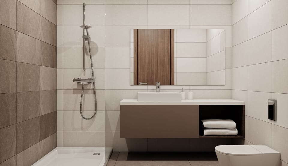Twin Room | Bathroom | Shower, free toiletries, hair dryer, towels