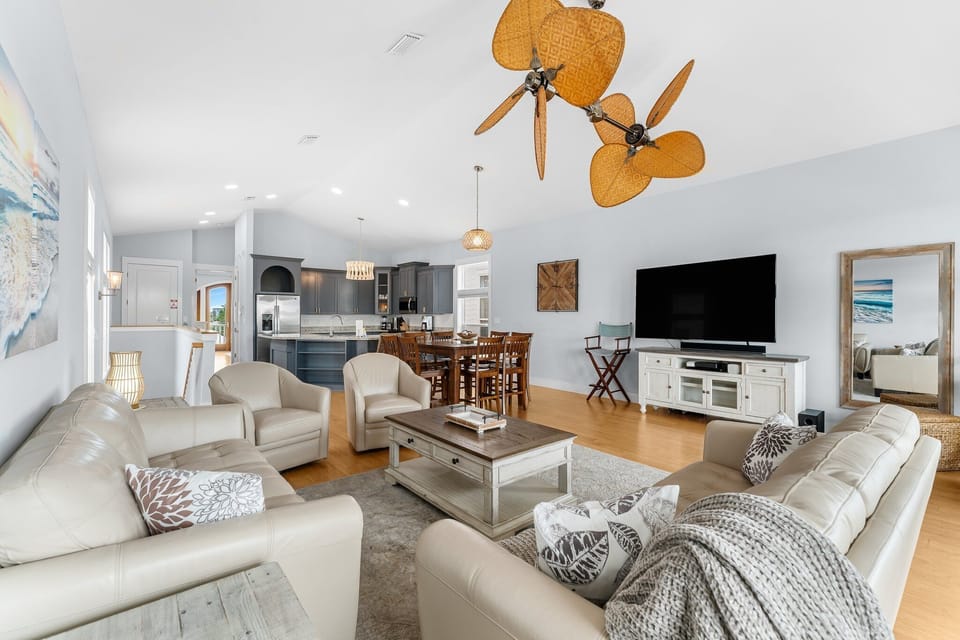 House, Multiple Beds, Pool Access (8506 Lydia Ln) | Living area | 50-inch flat-screen TV with cable channels, TV