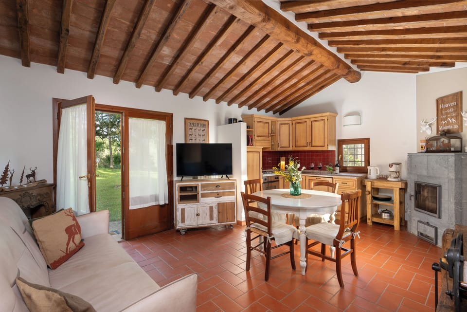 House | Living area | 32-inch flat-screen TV with cable channels, fireplace