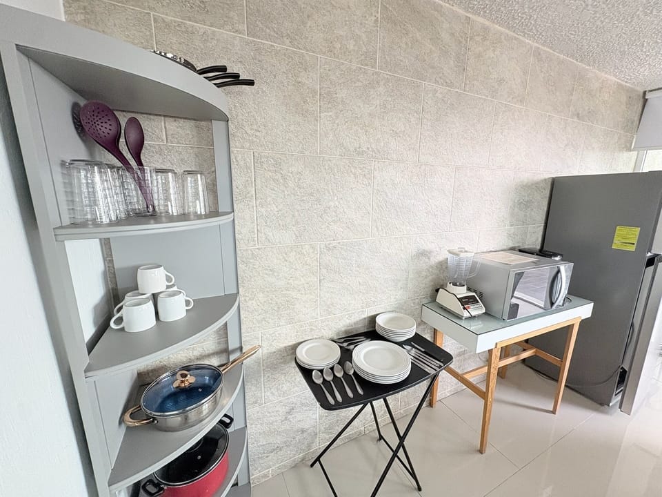 Fridge, microwave, oven, dishwasher