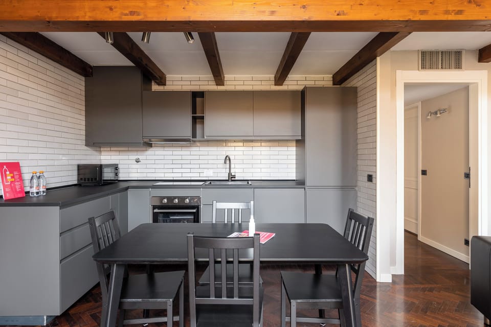 Apartment | Private kitchen | Full-size fridge, microwave, oven, stovetop