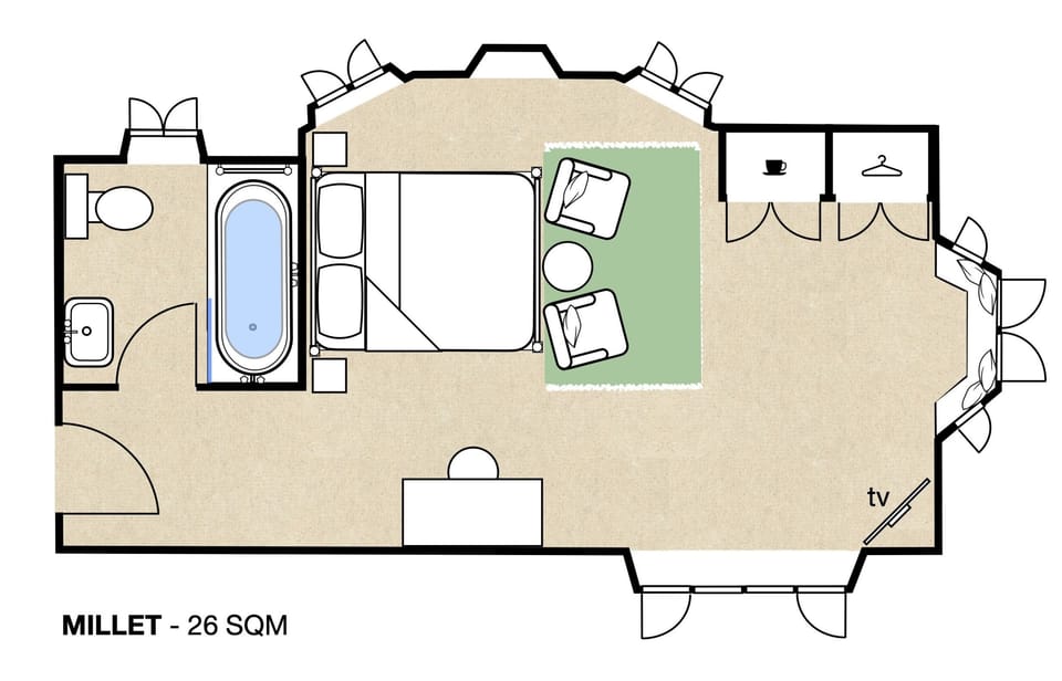 Standard Double Room, Ensuite (Millet) | Premium bedding, memory foam beds, iron/ironing board, free WiFi