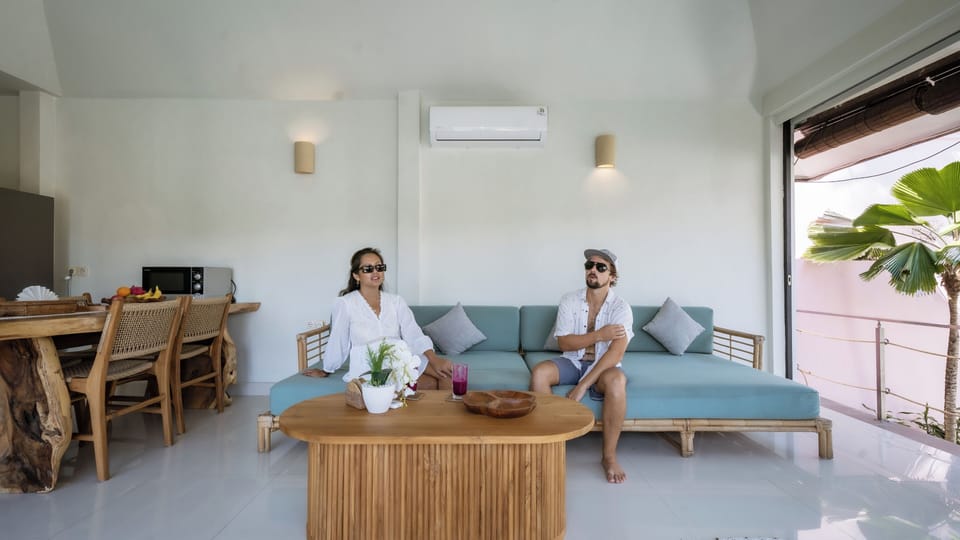 Basic Villa, Patio, Pool View | Living area | 43-inch TV with cable channels