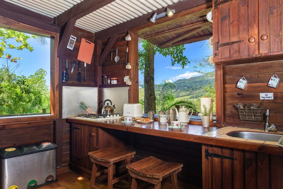 Romantic Cottage, 1 Bedroom, Kitchenette, Mountain View | Private kitchen | Coffee/tea maker, fridge, microwave, oven