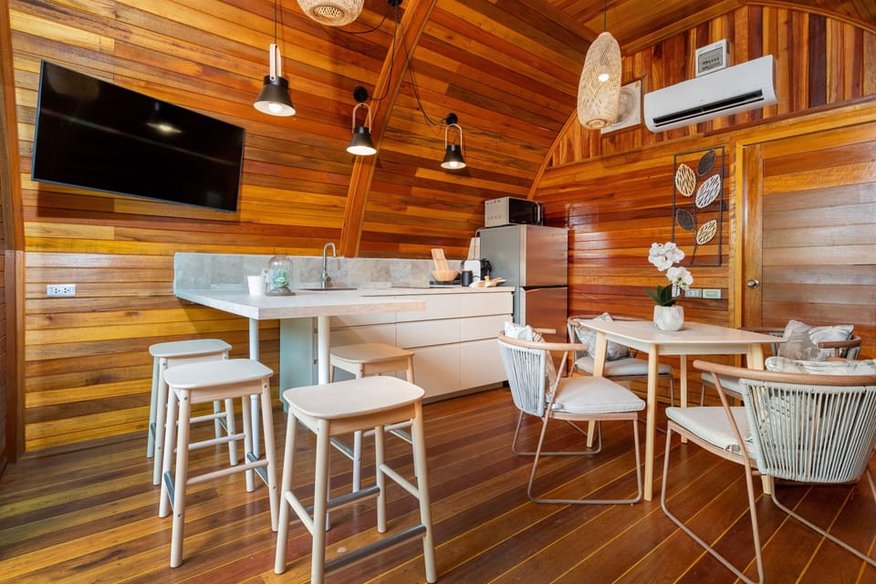 Design Villa, Patio, Garden View | Private kitchen | Fridge, microwave, stovetop, electric kettle