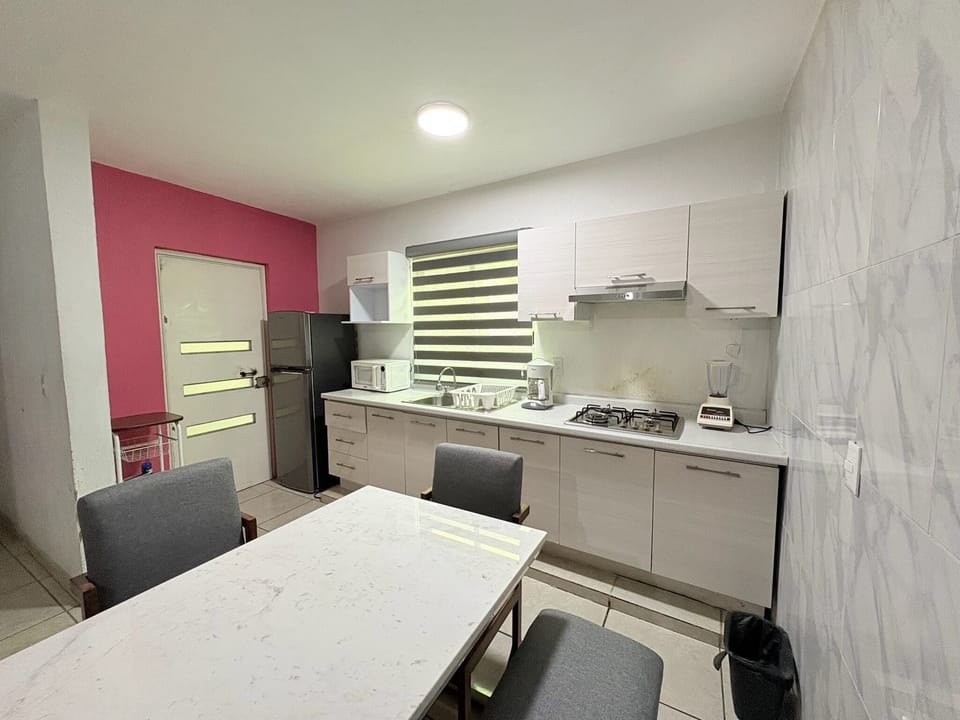 Fridge, microwave, oven, dishwasher