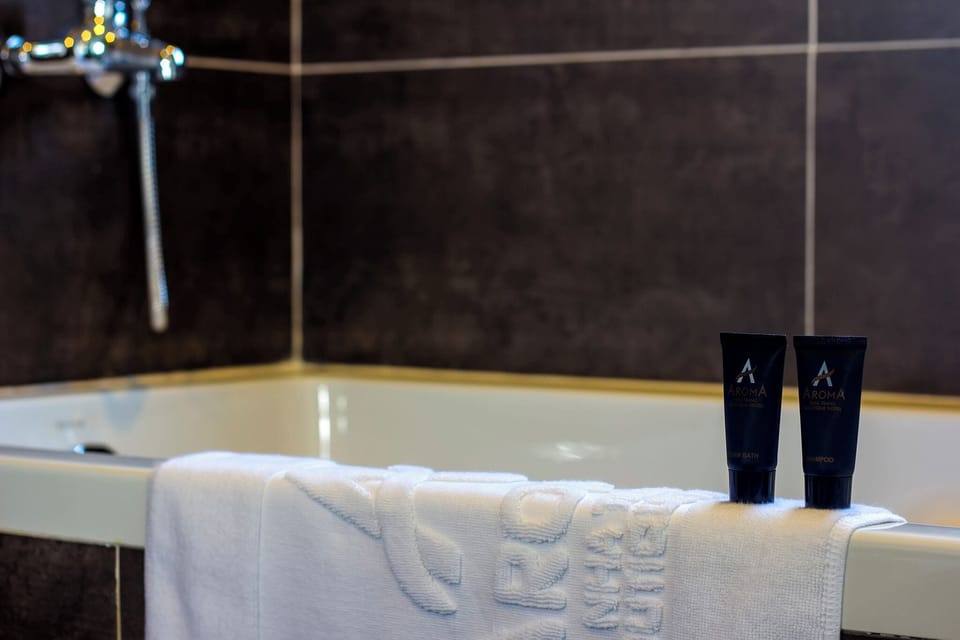 Hair dryer, slippers, bidet, towels