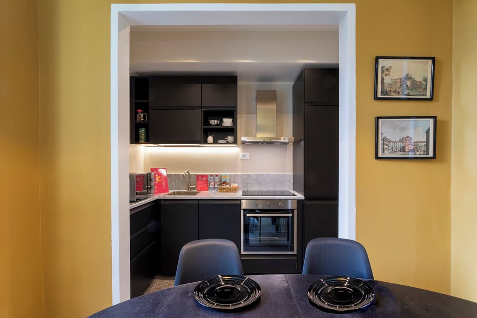 Apartment | Private kitchen | Fridge, microwave, oven, stovetop